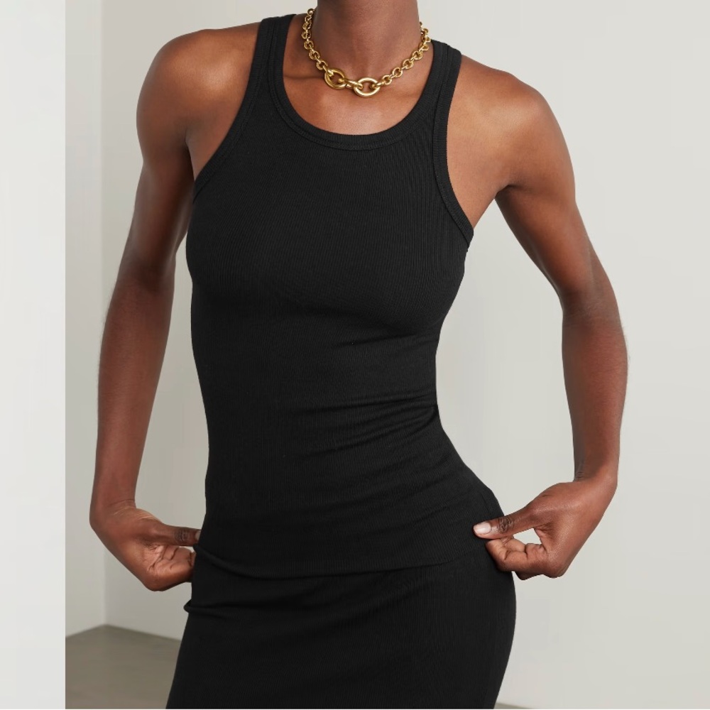 Eterne Black Ribbed Tank Top